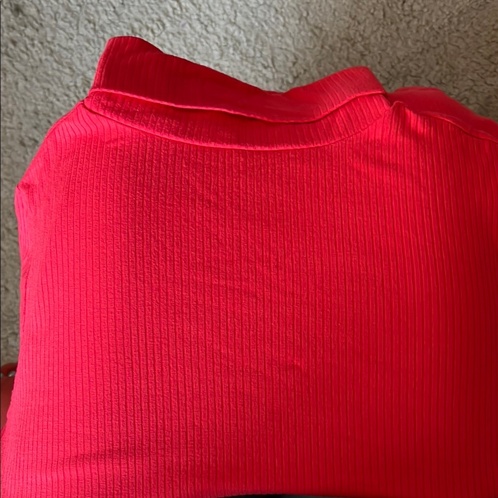 Vibrant Red Ribbed Top